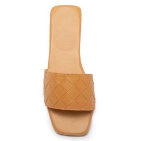 Square Toe Woven Strap Slide Sandals in Tan - Picture 5 of 5